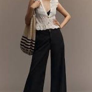 Anthro Michael Stars Soft Wide Leg Wrap Tie Front Pull-On Pants with Stretch